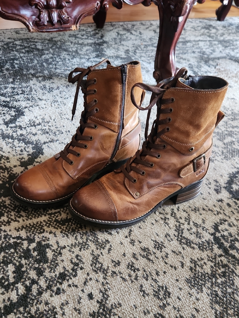 Taos Crave Brown Leather Zip Boots Logger Military Jump Style Brown Tan Eu 40 - Picture 2 of 7